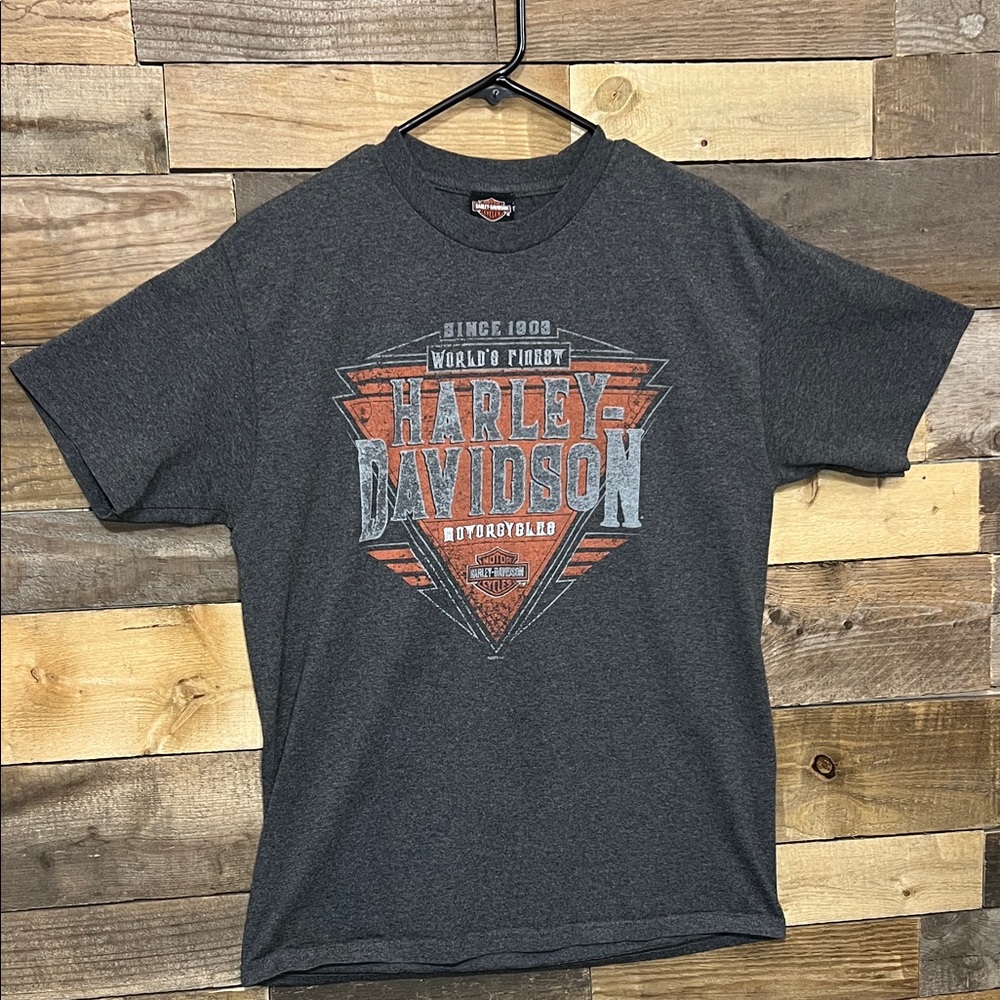 Harley-Davidson Dark Gray and Orange Short Sleeve Tee